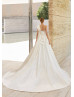 One Shoulder Lace Satin Sexy Wedding Dress With Remoavable Train